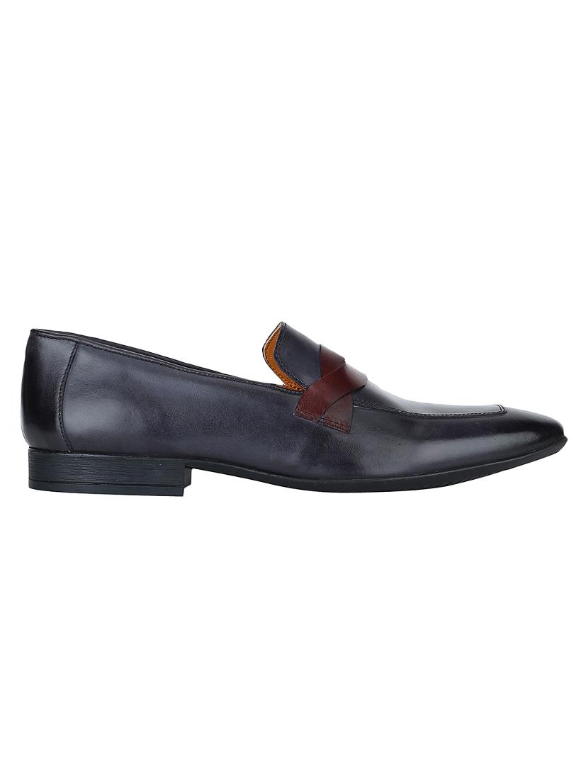 navy Leather formal slip ons - 15613250 - Zoom Image - 2