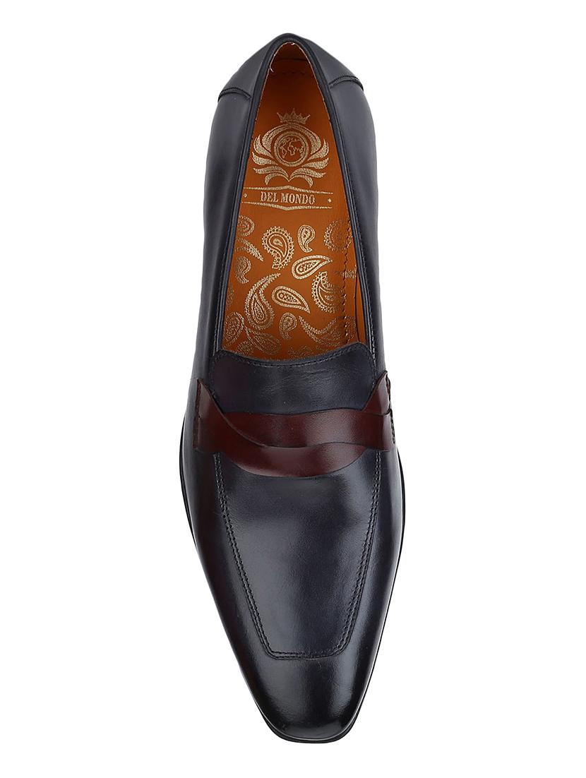 navy Leather formal slip ons - 15613250 - Zoom Image - 5