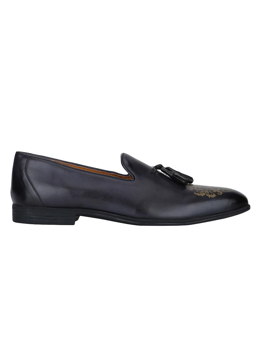 navy Leather tassel slip ons - 15613256 - Zoom Image - 2