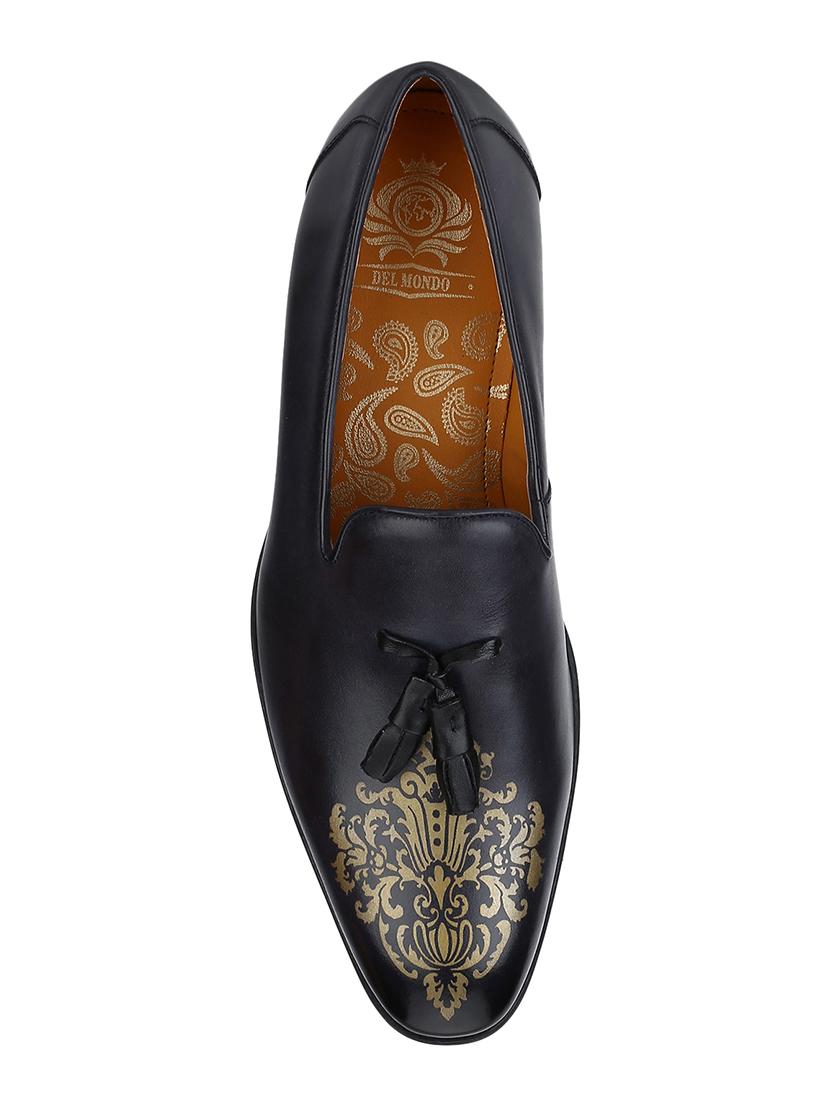 navy Leather tassel slip ons - 15613256 - Zoom Image - 5