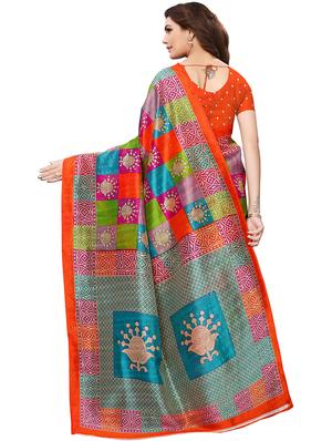 checkered printed mysore silk saree with blouse - 15613314 - Standard Image - 2