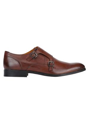 tan Leather slip on monk straps - 15613331 - Standard Image - 2