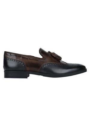 brown Leather tassel slip ons - 15613351 - Standard Image - 2