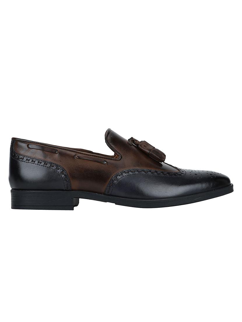 brown Leather tassel slip ons - 15613351 - Zoom Image - 2