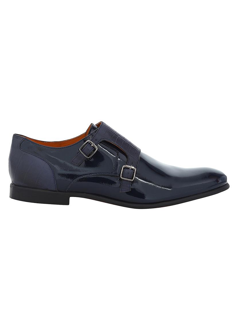 navy Patent Leather slip on monk straps - 15613371 - Zoom Image - 2