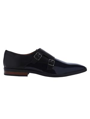 navy Patent Leather slip on monk straps - 15613376 - Standard Image - 2