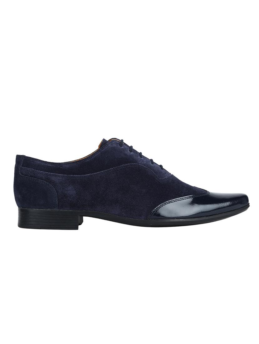 navy Suede lace-up brouges - 15613385 - Zoom Image - 2