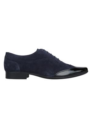 navy Suede lace-up brouges - 15613387 - Standard Image - 2