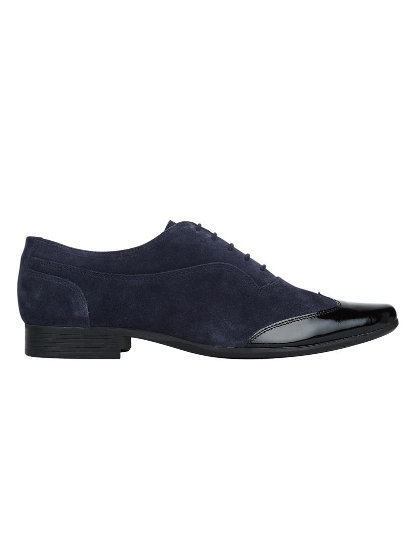 navy Suede lace-up brouges - 15613387 - Zoom Image - 2
