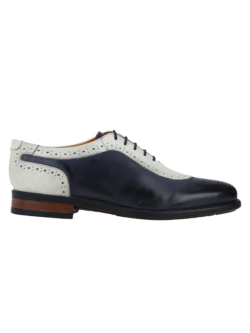 navy Leather lace-up oxfords - 15613396 - Zoom Image - 2