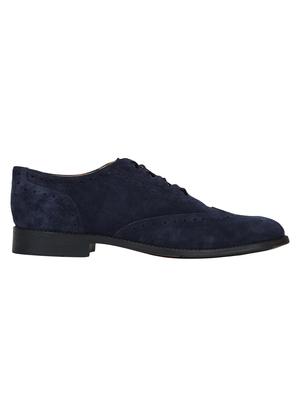 navy Suede lace-up brouges - 15613407 - Standard Image - 2