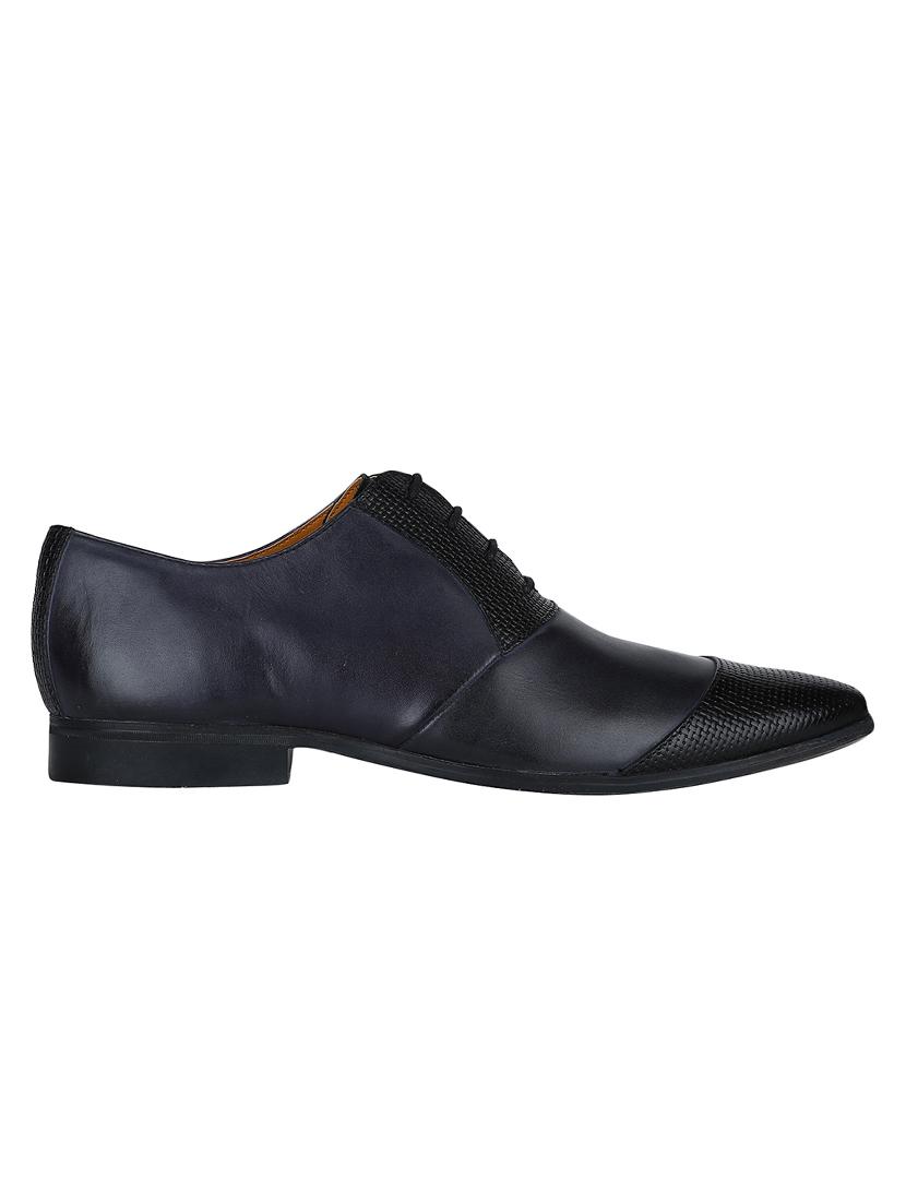 navy Leather lace-up oxfords - 15613410 - Zoom Image - 2