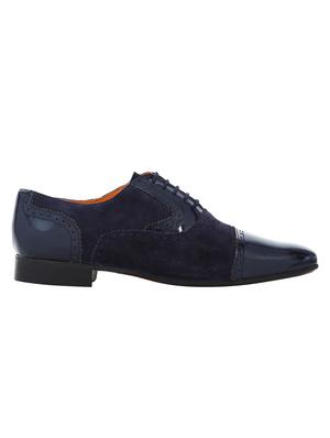 navy Suede lace-up oxfords - 15613420 - Standard Image - 2