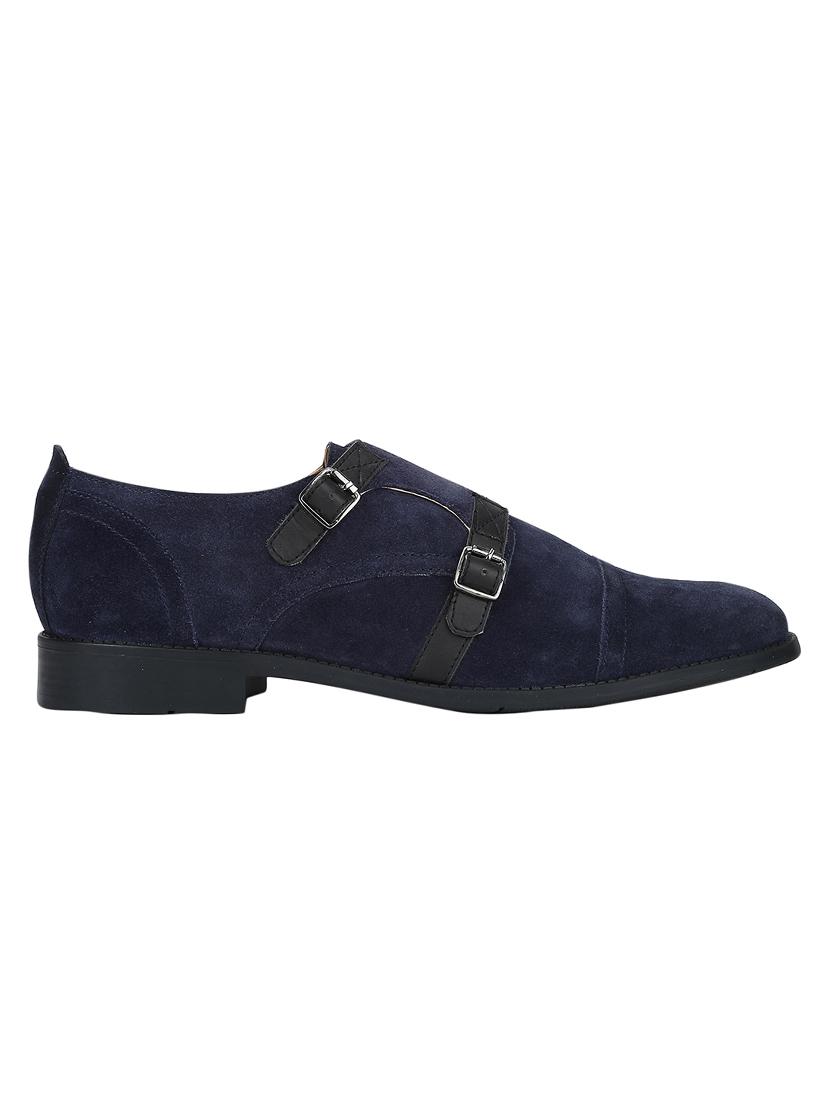 navy Suede slip on monk straps - 15613424 - Zoom Image - 2