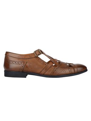 tan Leather slip on sandals - 15613435 - Standard Image - 2