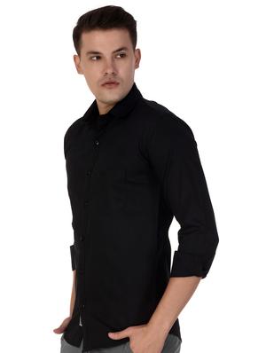 black cotton casual shirt - 15613436 - Standard Image - 2
