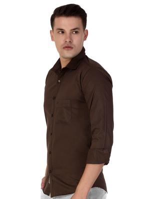 brown cotton casual shirt - 15613439 - Standard Image - 2