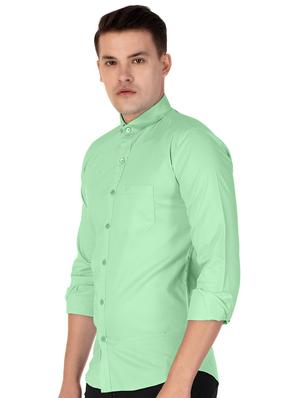 green cotton casual shirt - 15613441 - Standard Image - 2