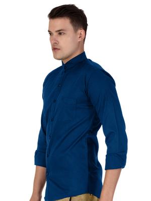 blue cotton casual shirt - 15613444 - Standard Image - 2