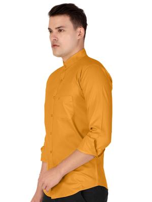 yellow cotton casual shirt - 15613445 - Standard Image - 2