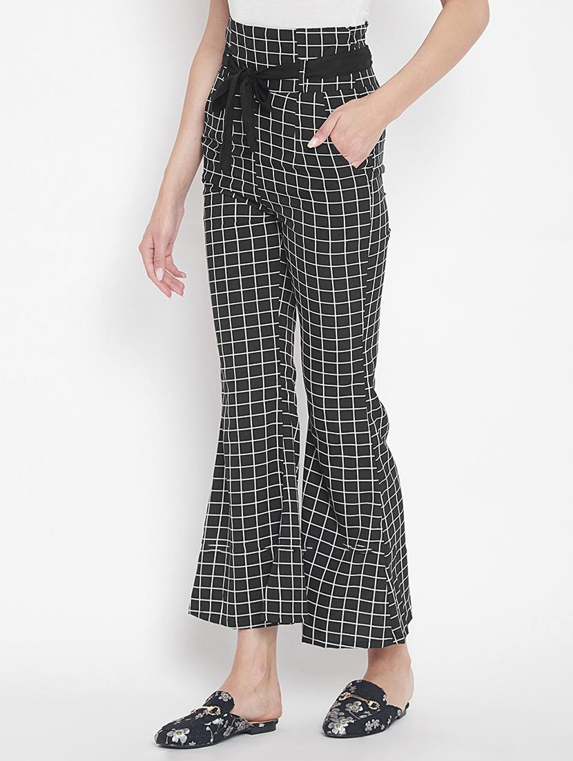 flared hem grid pattern trouser - 15613514 - Zoom Image - 2