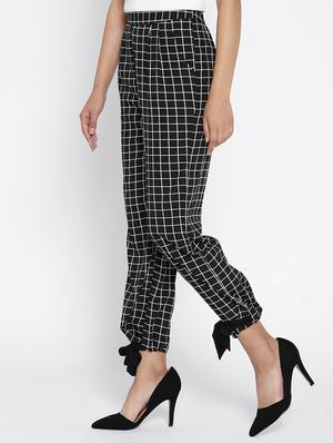 hem bow tie detail grid pattern trouser - 15613520 - Standard Image - 2