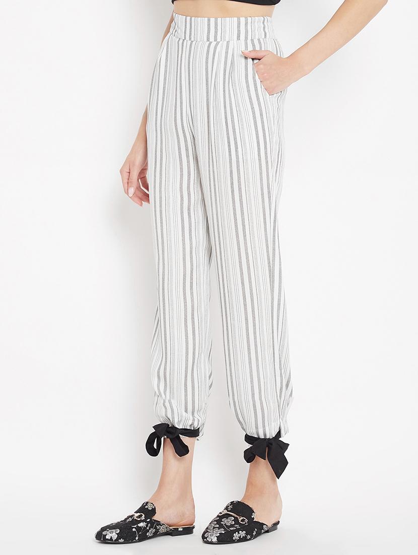 hem bow tie detail striped trouser - 15613521 - Zoom Image - 2