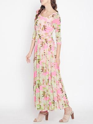 pleated floral maxi dress - 15613522 - Standard Image - 2