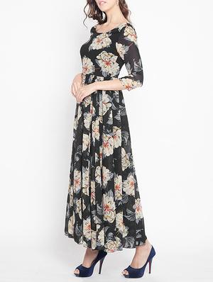 boat neck pleated maxi dress - 15613525 - Standard Image - 2