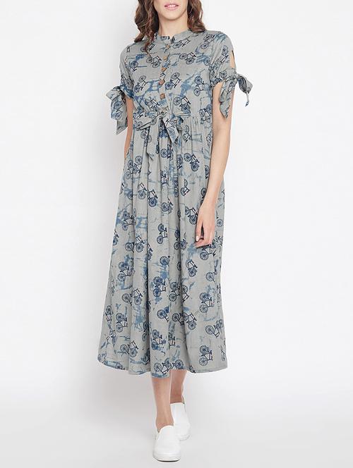 button detail empire line dress - 15613527 - Standard Image - 1