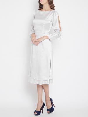 side tie up slit sleeve a-line dress - 15613536 - Standard Image - 2