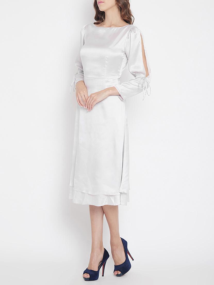 side tie up slit sleeve a-line dress - 15613536 - Zoom Image - 2