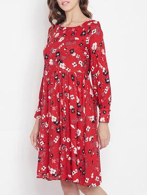 gathered detail fit and flare dress - 15613544 - Standard Image - 2