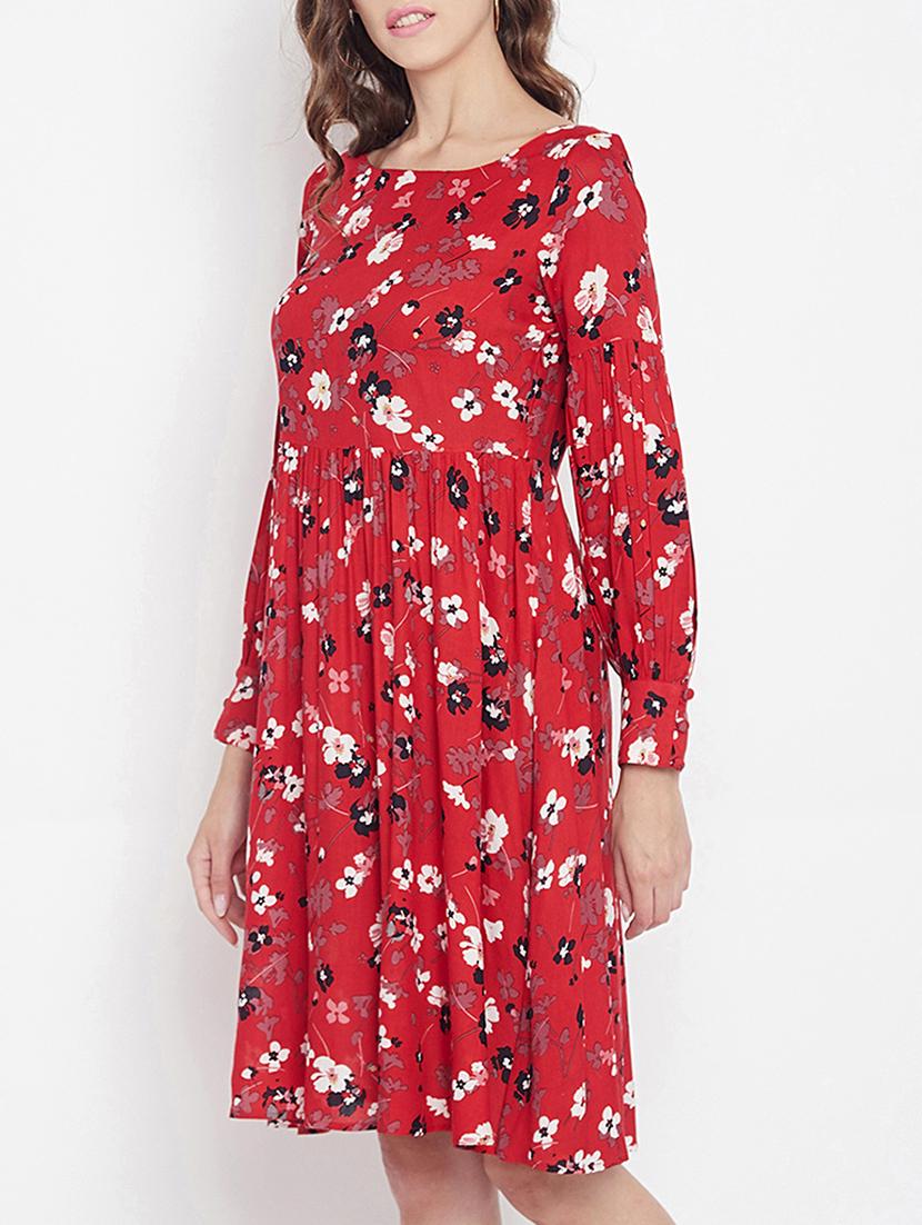 gathered detail fit and flare dress - 15613544 - Zoom Image - 2