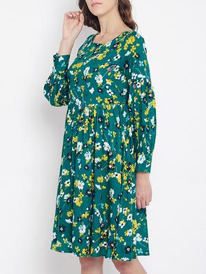 gathered detail fit and flare dress - 15613545 - Standard Image - 2