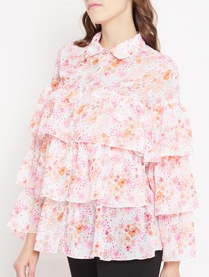 button up ditsy floral layered top - 15613548 - Standard Image - 2