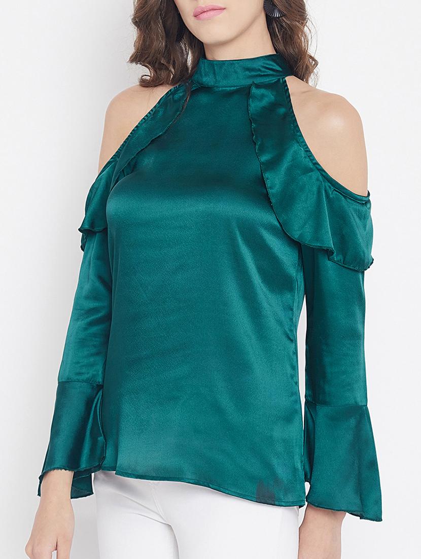 ruffled detail cold shoulder top - 15613557 - Zoom Image - 2