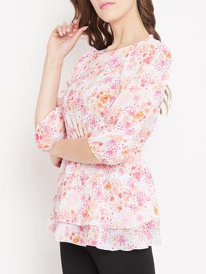 elasticated waist cut out detail top - 15613563 - Standard Image - 2