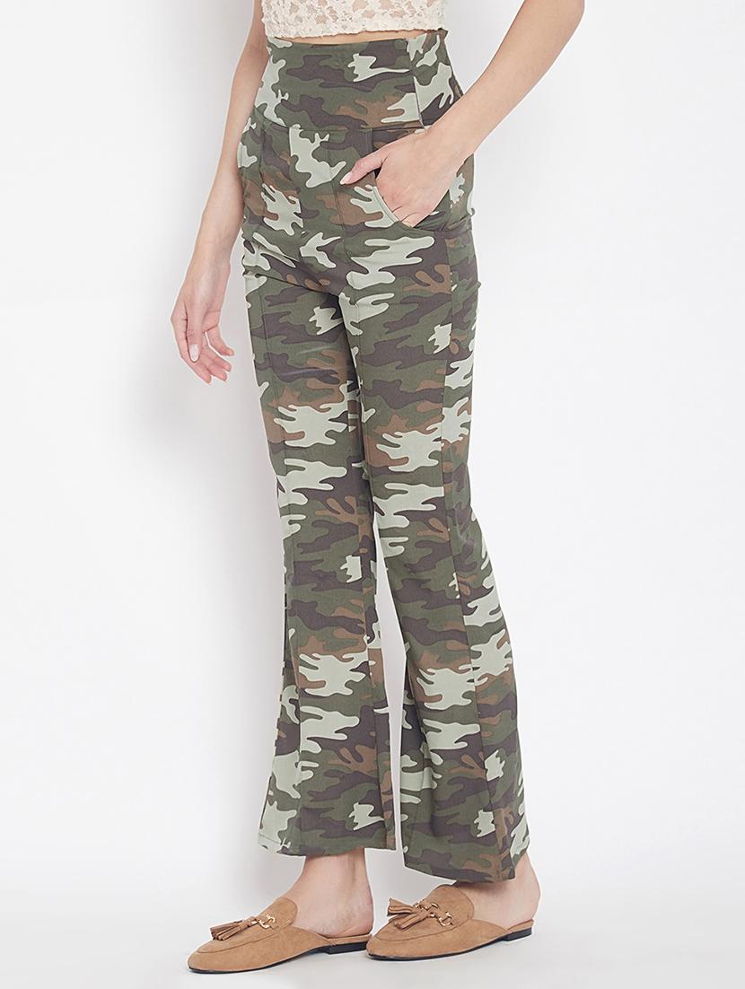 high rise flared hem camouflage print trouser - 15613585 - Zoom Image - 2