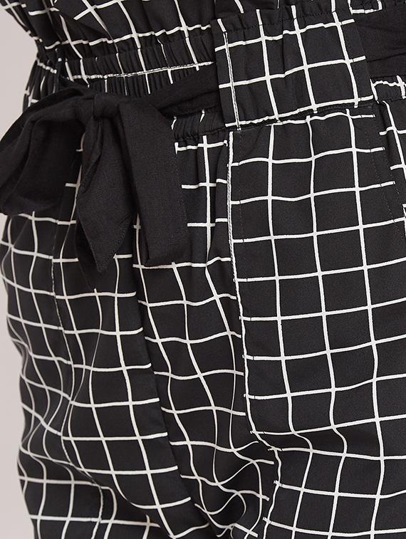 paperbag waist grid pattern crop pant - 15613591 - Zoom Image - 5