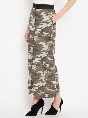camouflage print button detail skirt - 15613592 - Standard Image - 2