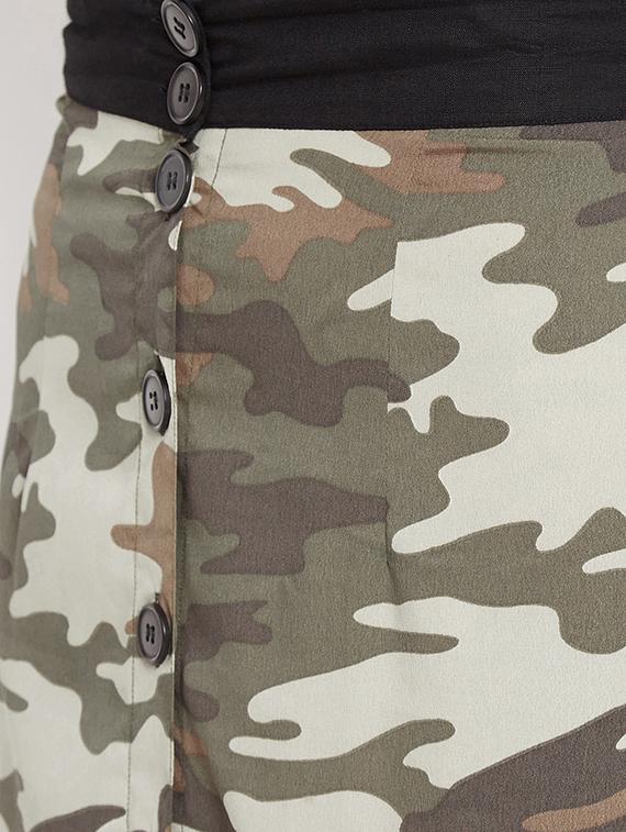 camouflage print button detail skirt - 15613592 - Zoom Image - 5