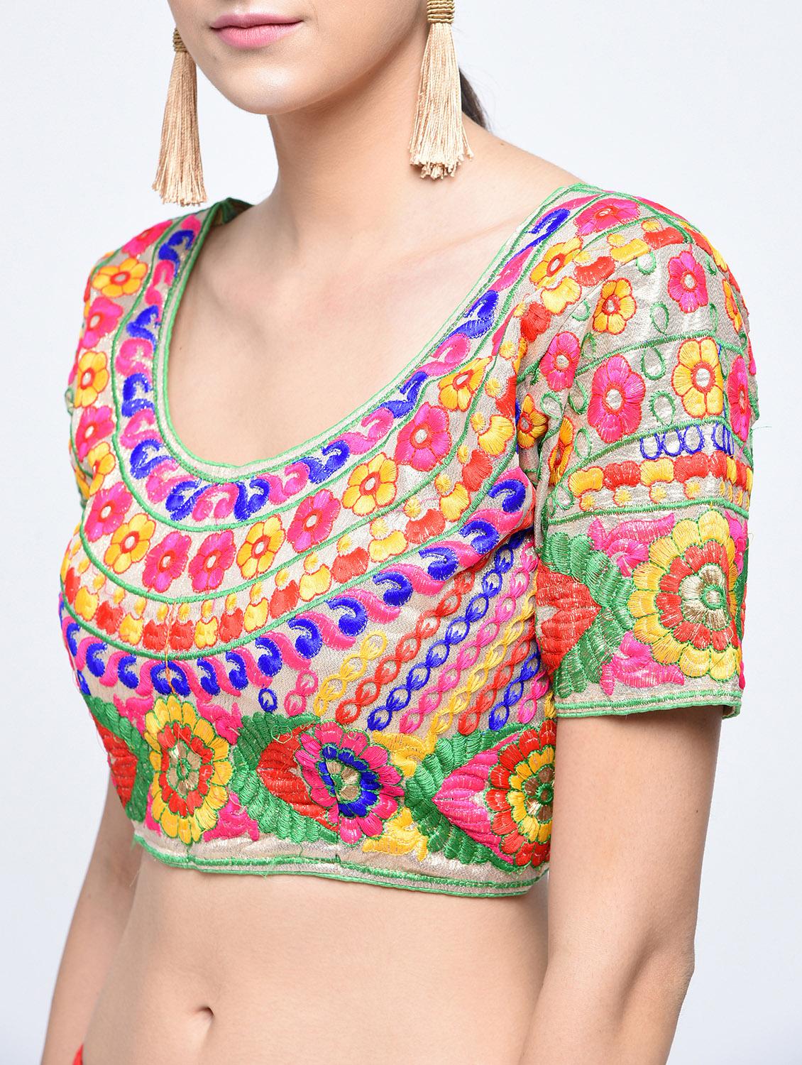 multi silk embroidered blouse - 15613779 - Zoom Image - 2