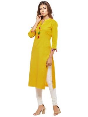 Straight pom pom solid kurta - 15614206 - Standard Image - 2
