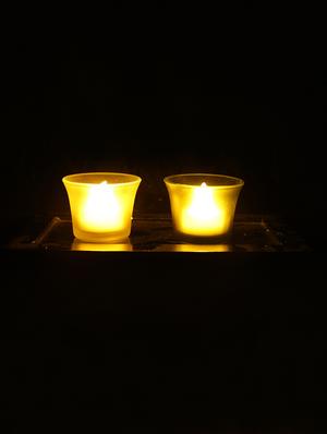 Hand Crafted Glass Votives with wooden Tray - 15614333 - Standard Image - 2