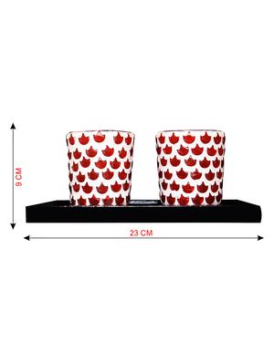 Hand Crafted Glass Votives with wooden Tray - 15614361 - Standard Image - 2