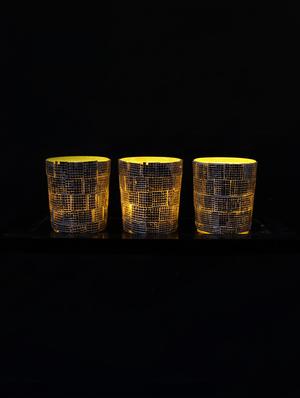 Hand Crafted Glass Votives with wooden Tray - 15614376 - Standard Image - 2