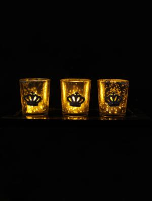 Hand Crafted Glass Votives with Silver Coated Broach - 15614380 - Standard Image - 2