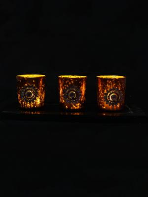 Hand Crafted Glass Votives with Silver Coated Broach - 15614381 - Standard Image - 2