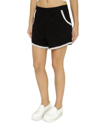 Contrast lace mid waist shorts - 15614572 - Standard Image - 2